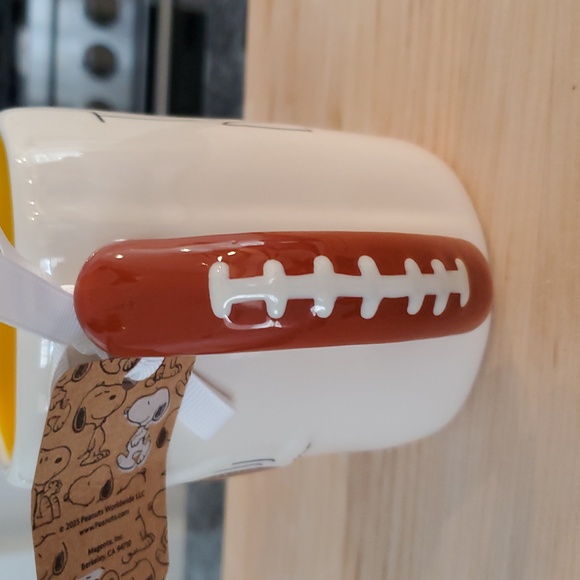 Rae Dunn Peanuts Collaboration White Ceramic Football Themed Mug - Picture 7 of 7